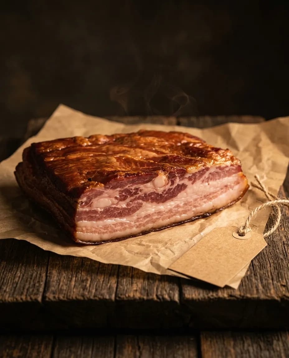 Грудинка свиная без шкуры, копчёно-варёная
